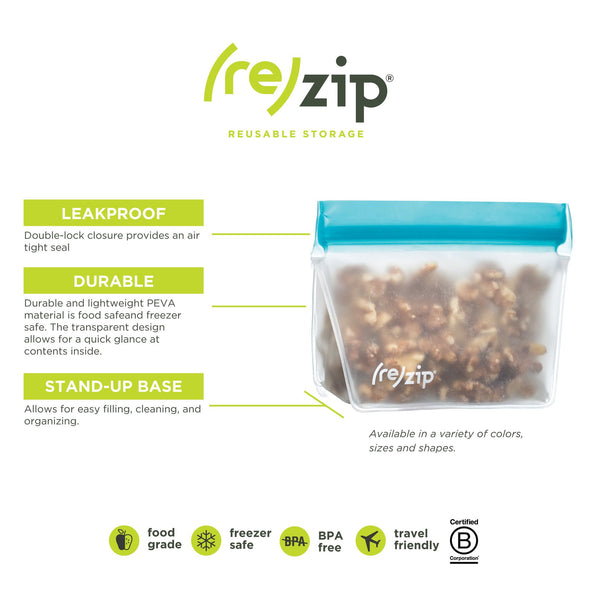 (re)zip Stand-Up Leakproof Reusable Storage Bag Starter Kit (5 pack)