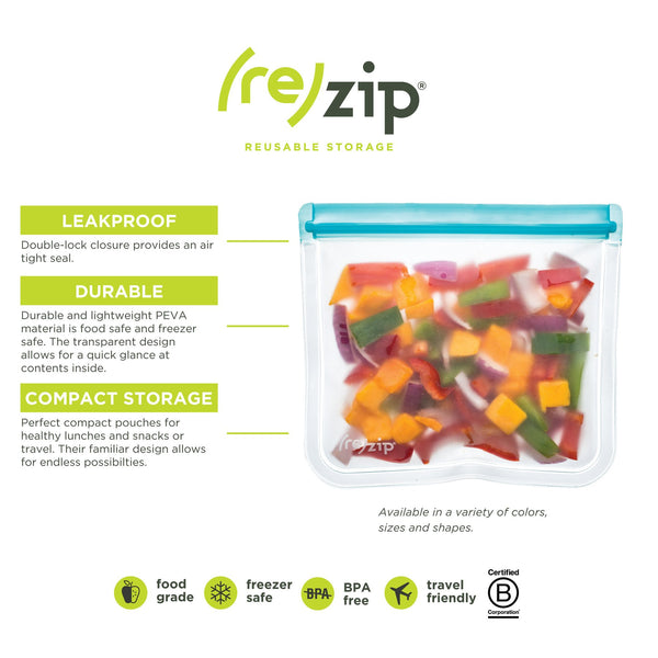 (re-)zip Essential Leakproof Reusable Storage Bag Kit (4 pack)