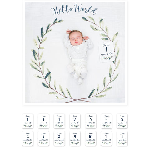 Lulujo Baby's First Year Blanket & Card Set