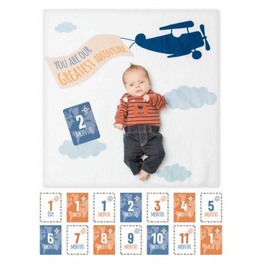 Lulujo Baby's First Year Blanket & Card Set