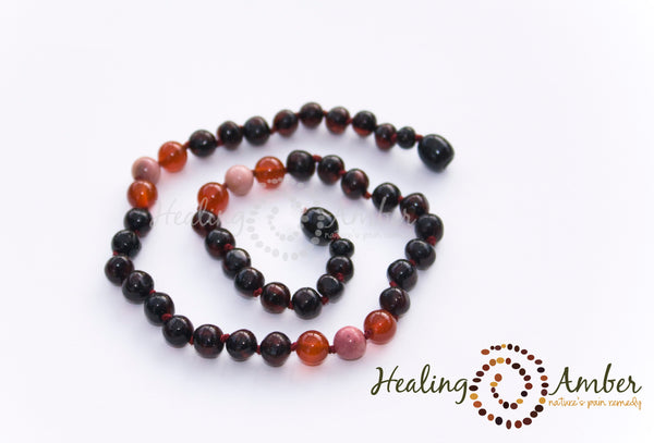 Molasses Amber & Red Agate & Rhodonite