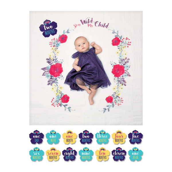Lulujo Baby's First Year Blanket & Card Set
