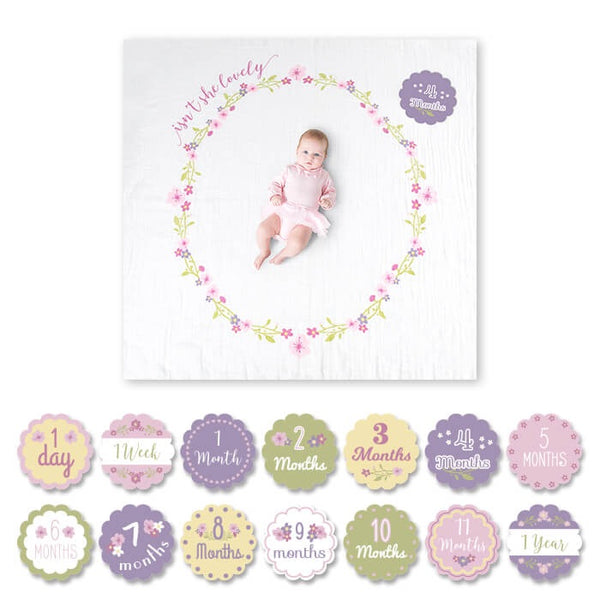 Lulujo Baby's First Year Blanket & Card Set