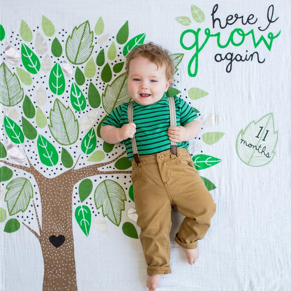 Lulujo Baby's First Year Blanket & Card Set